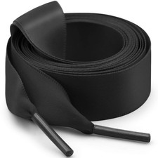 Flat Satin Ribbon Shoelaces: 2cm Wide Silk Shoe Laces for Women -2 Pair