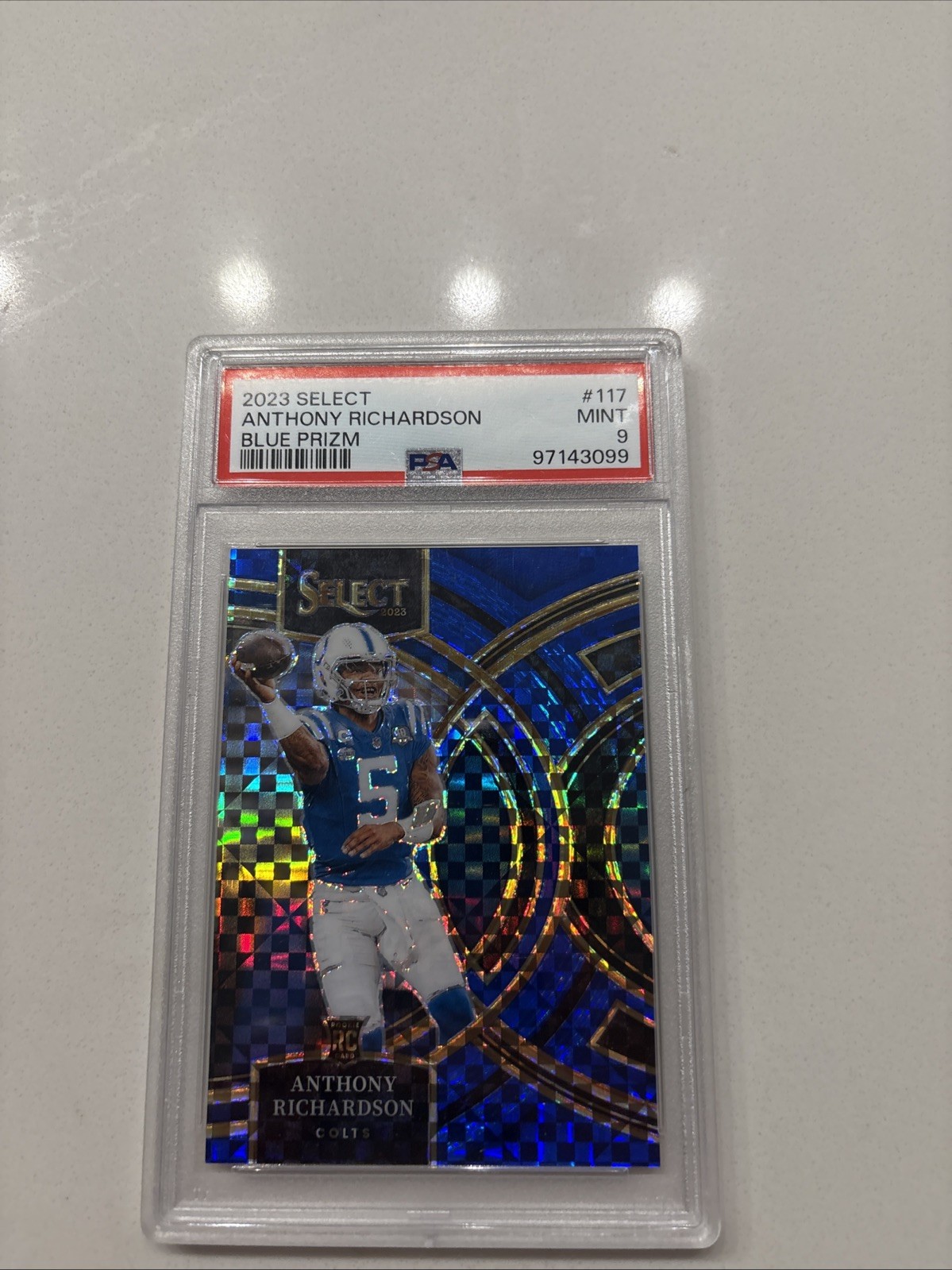 2023 Panini Select - Premier Level Anthony Richardson #117 Blue Prizm /149 (RC)