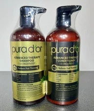 Pura d'or Anti-Thinning Advanced Therapy Shampoo & Conditioner 16 fl oz