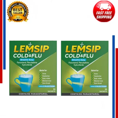 2x Lemsip Max Cold & Flu Breathe Easy Sachets Pack of 10 NEW