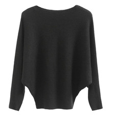 Women  s Black Over the Shoulder Sweater