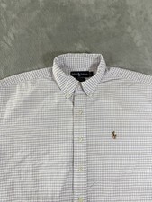 Ralph Lauren Shirt Mens Large Check Blake Short Sleeve Button Up Flesh Pony