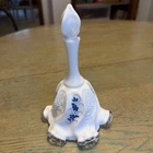 Vtg Fenton Hand Painted Milk Glass Bell With Clear Ruffle Signed by D Anderson🔥