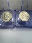 Ben Franklin Half Dollar Lot Of 2 - 1954 1963 90% Silver Circulated