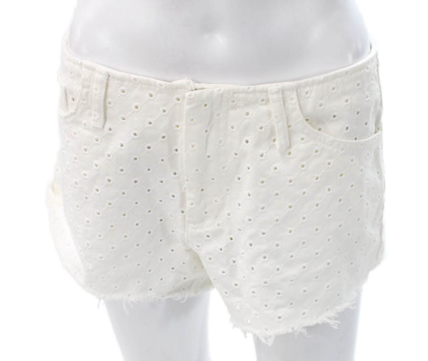 Zara Women Cut-Off Shorts White Cotton Button Closure Size 6Free Shipping in US $100+ Orders | $6.95 Orders Below