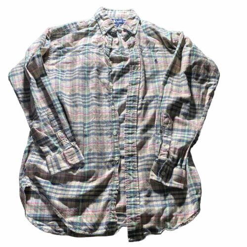 Ralph Lauren Blake Shirt Mens sz S Blue Pink Tan Plaid Cotton Long Sleeve Button - Afbeelding 1 van 9