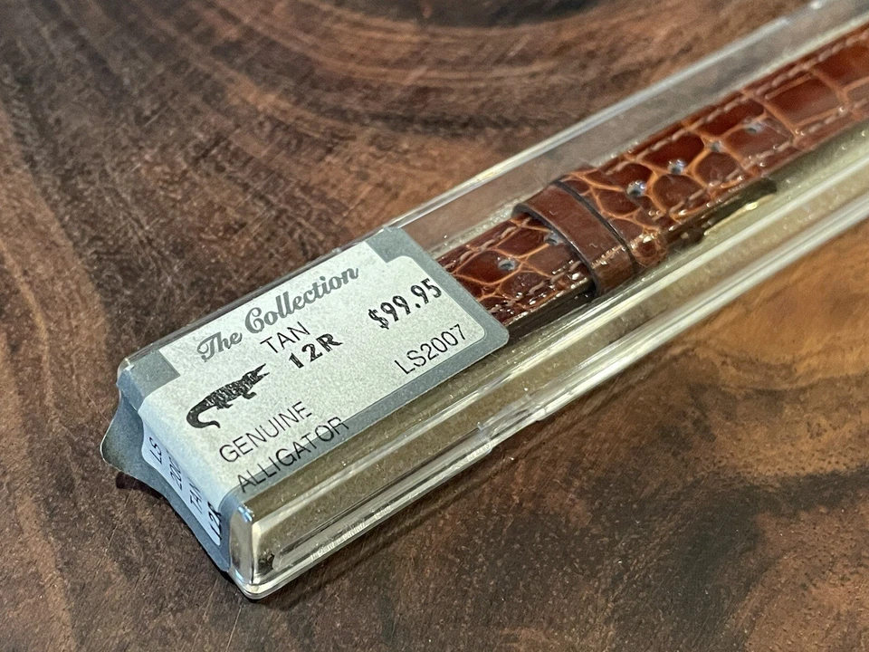 Correa de reloj Hadley Roma 12 mm genuina cocodrilo bronceado/marrón LS2007 Foto 3 de 4