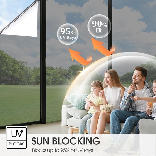Black-Silver Reflective Window Film for Daytime Privacy & UV Protection - Picture 4 of 10