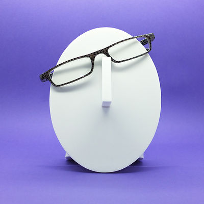 Circle in Circle Dot Graphic Black Silver Frame Reading Glasses Lens Power +2.50