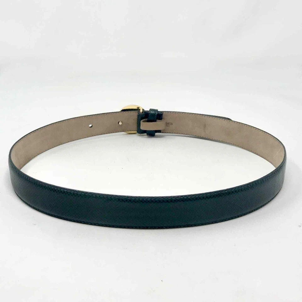 Auténtico Cinturón Bottega Veneta Redondo Oro BV Diamante Logo Hebilla Cuero Verde Talla S Foto 2 de 4