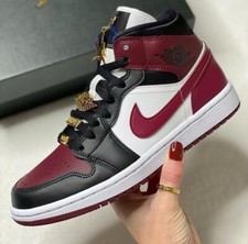 air jordan 1 mid maroon black gold pendants