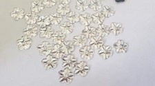 CraftbuddyUS 100pcs 12mm CLEAR Flat Back Flower Acrylic Rhinestone Gems DIY