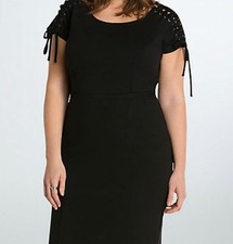 Torrid Ponte Bodycon Lace Up Black Dress Size 24 #0295