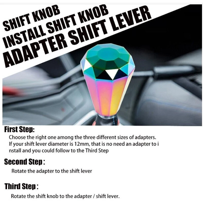 Car Universal Diamond Shape Aluminum Manual Gear Shift Knob Racing Stick Shifter - Image 2 of 4