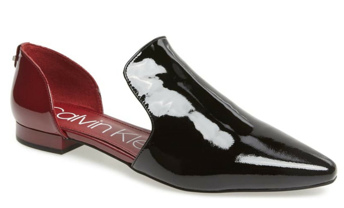 Calvin Klein D'Orsay Flats Black Red Cutouts Cushioned Loafter