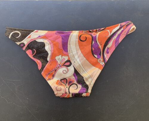 Emilio Pucci Italy Bikini Swim BOTTOMS ONLY Lurex Multicolor Logo Size 40 As Is - Picture 2 of 19