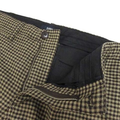 Ships Gun Club Check Pants Slacks Wool Blend Brown 31 Used