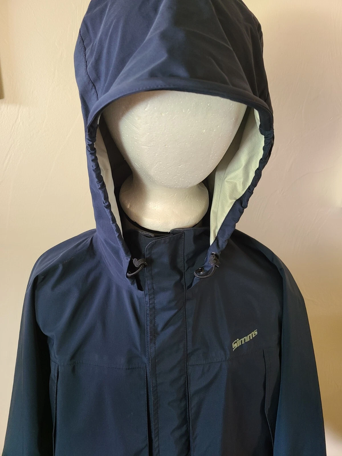 SIMS Vtg (90's) guide Gortex Fishing/Wading Jacket Sz L Blue, Waist High Design