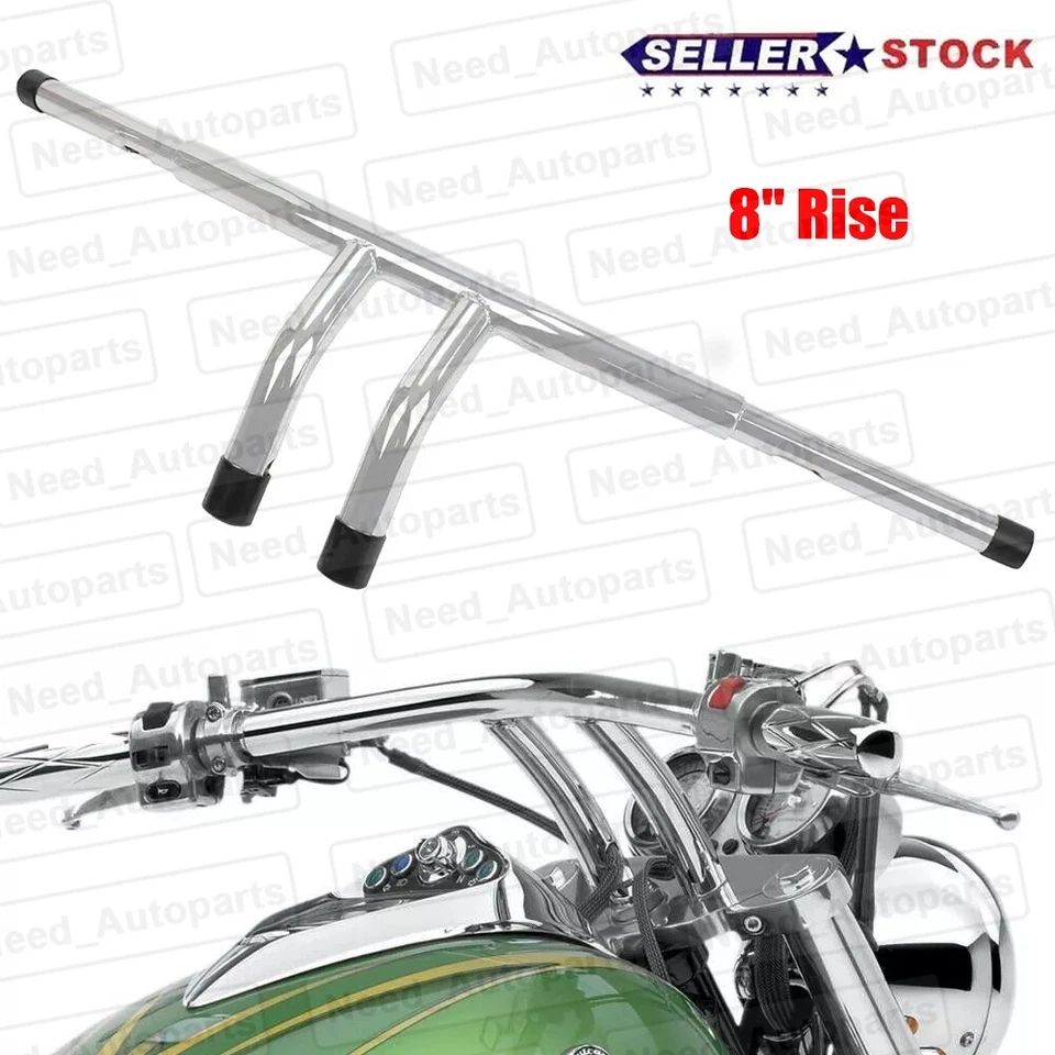8" Rise T-Bars Handlebar For Harley Sportster Softail FLST FXST Custom Drag Bar Foto 2 de 4