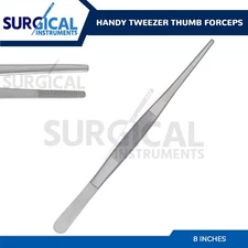 Handy 8" Extra-Long Tweezers Instruments Thumb Forceps Stainless German Grade