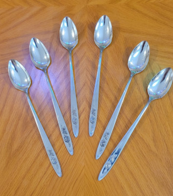 Oneida My Rose Set of 6 Iced Tea Spoons 7.5'' - Community Stainless Flatware