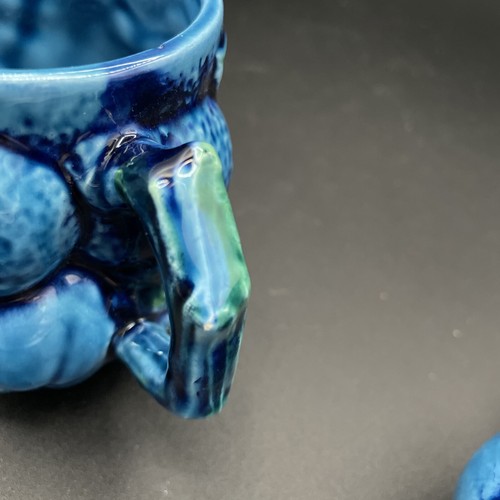 Inarco Mugs - Indigo Blue 3-D Fruit - Set of 2 Retro 70's - E2615 - Picture 6 of 8