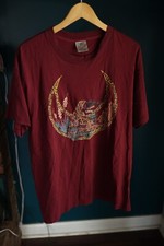 90s Vintage Oneita Made in USA Single-Stitch Native American Woman Burgundy XL
