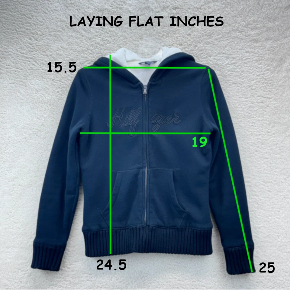 Tommy Hilfiger Faux Fur Lined Hoodie Sweatshirt Womens S/P Black Zip-Up Logo Y2K - Image 3 of 4