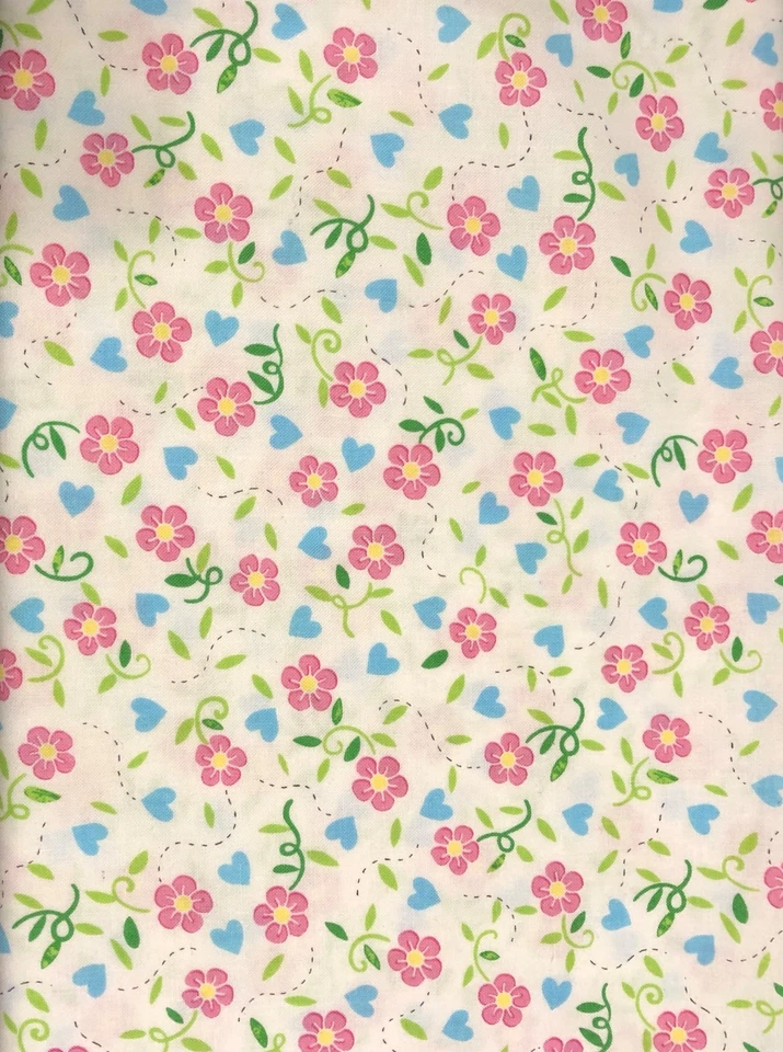 Tela acolchada exclusiva "Happy Happy" 100 % algodón ~ flores rosas Foto 4 de 4