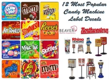 12 Pack Laminated  2.5 x 2.5 Candy Machine Vending Labels non adhesive cards