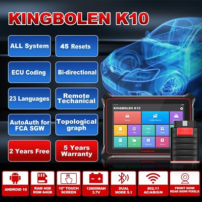 KINGBOLEN K10 Car OBD2 Scanner Diagnostic Tool Key Coding TPMS ADAS Topology