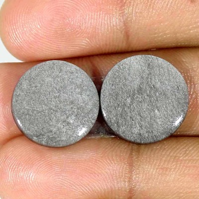 15.90Cts Natural Sheen Silver Obsidian Round Pair Cabochon Loose Gemstone