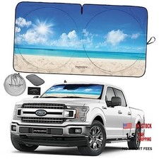 1-Piece Windshield Sun Shade - Design X-LARGE 66 x 36 inches Sunny Beach