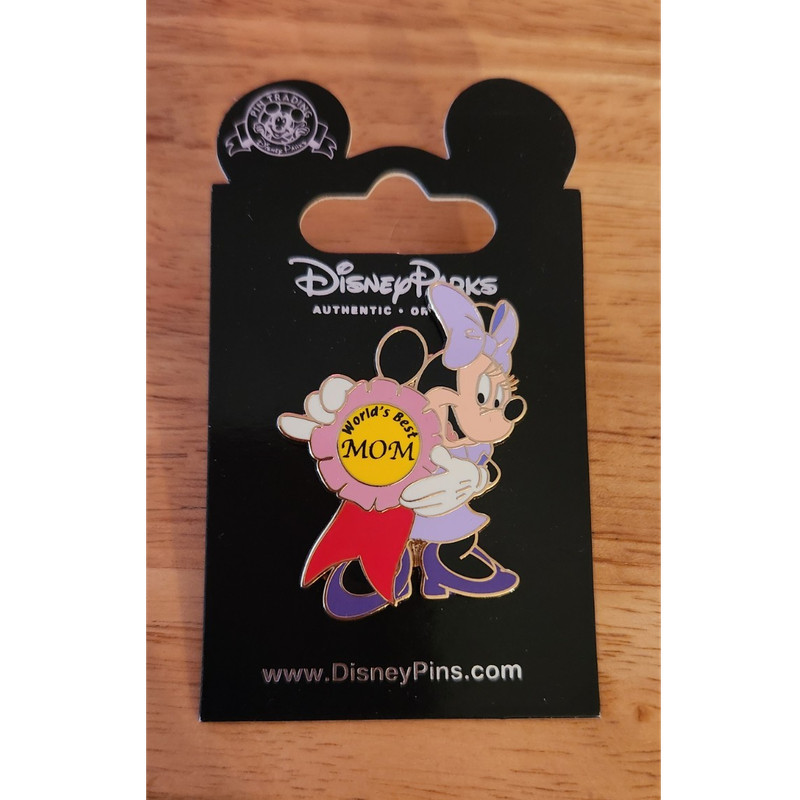 Disney Parks Minnie Mouse Mother's Day "World's Best Mom" Pin on Card