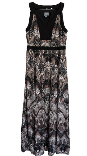 Rabbit Rabbit Designs Women’s 10 Maxi Dress Geometric Boho Sleeveless Stretch