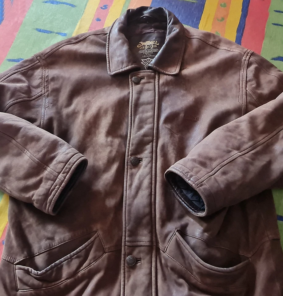 JACKET VINTAGE CAMEL COLLECTION BROWN LAMB LEATHER MENS COAT US 38 EU 48 - Image 4 of 4