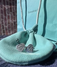 Tiffany  Co. Return to MINI Heart Tag Stud Earrings Sterling Silver 925