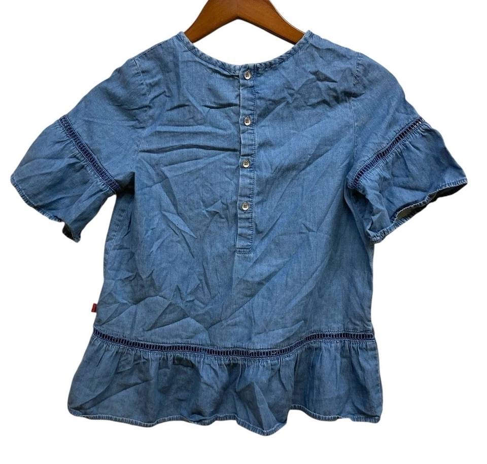 Levi's Dress Girls Size Large Blue Denim Ejyelet Button - Image 4 of 4