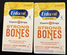 2 Pack: Enfamil Baby Vitamin D Drops Strong Bones D-Vi-Sol Liquid 50mL EXP: 8/26