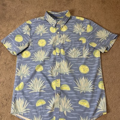 Chubbies Agave Lime Print Short Sleeve Button Up Performance Shirt Men s M