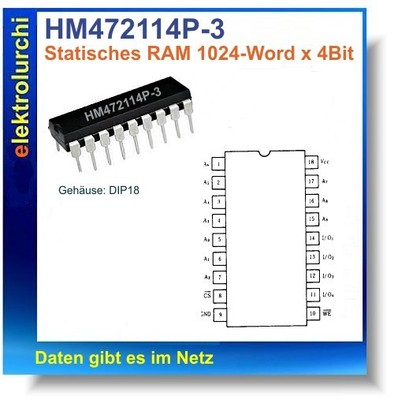 HM472114P-3   Statisches RAM, 1024 x 4-Bit, DIP-18, Hitachi