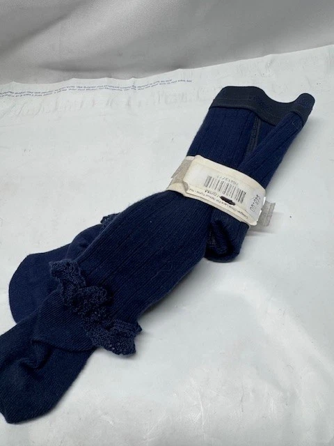 Medias acanaladas Collegien con volantes de encaje - AZUL MARINO - 0/3M - *Nuevas Foto 2 de 4
