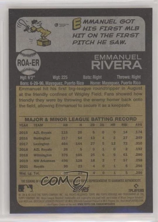2022 Topps Heritage High Number Real One /73 Emmanuel Rivera Rookie Auto RC - Image 2 of 2
