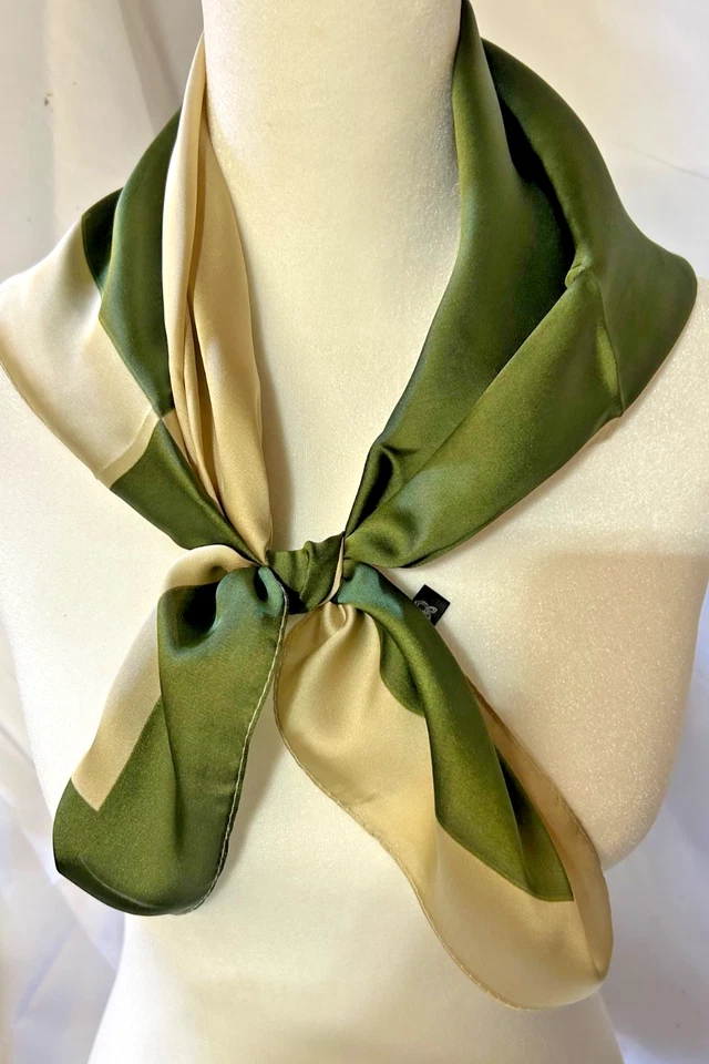 Bonito 26 pulgadas Patrón geométrico mediano cuadrado, crema y verde 100 % poliéster Foto 2 de 4