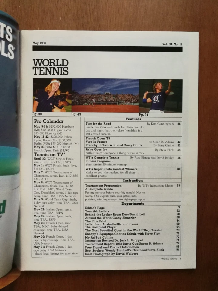 Vintage World Tennis Magazine May 1983 Guillermo Vilas Rolex Ad - Image 2 of 3