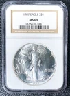 1987 American Silver Eagle S$1 NGC MS 69 Uncirculated UNC BU BROWN LABEL