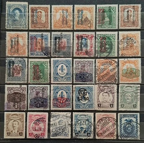 Mexico 1914 1916 high overprint lot 30 stamp lot condition seen combine shipping