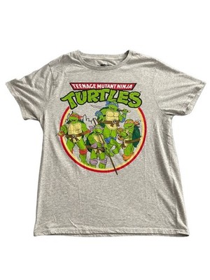 Teenage Mutant Ninja Turtles Graphic Tee Large Gray Nickelodeon TMNT