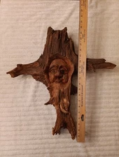 1977 Deutschland Vintage Carved Wood Face Old Man Tree Spirit Wall Folk Signed