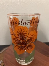 Charming Vintage Swanky Swig Boscul Peanut Butter Glass Orange Nasturtium 5"